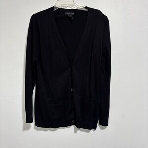 Grace Elements Women's Black Cardigan Sweater Large Rayon Nylon Layering Basic